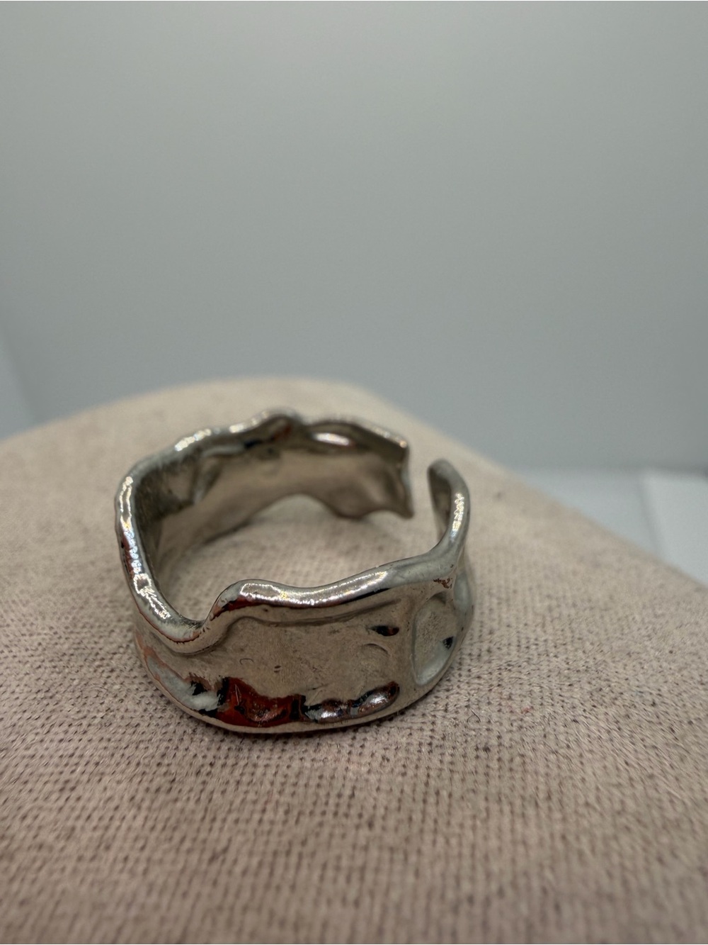 Silver Organic Curve Adjustable Ring - Women Jewelry